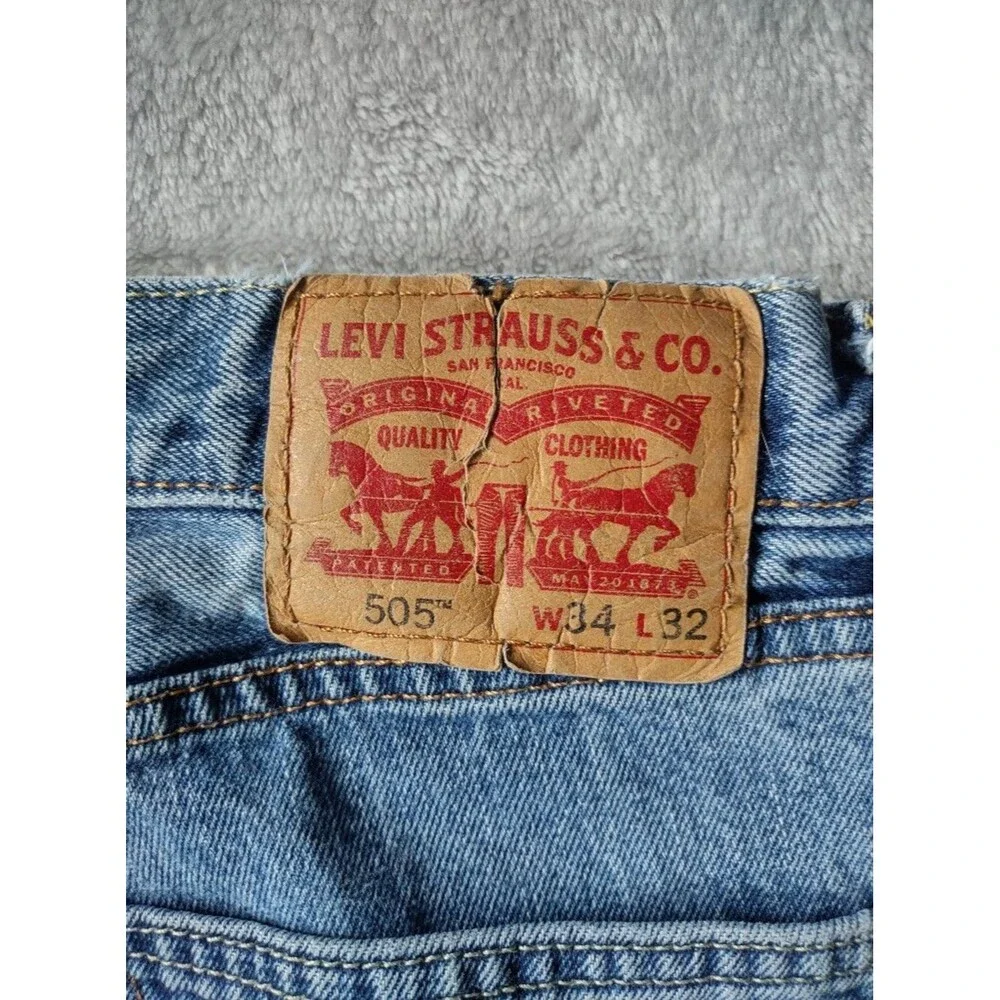 Levi's 505 Regular Fit Jeans Men's W34 L30 Blue Medium Wash Straight Leg